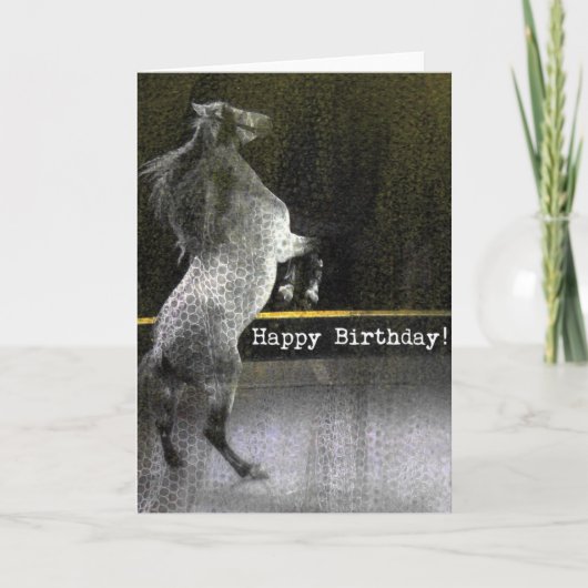 Carte Anniversaire Cirque Cheval Dentelle Texture (Devant)