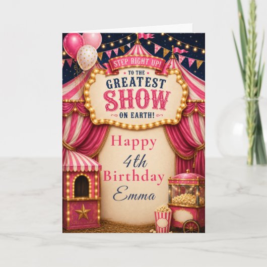 Carte Anniversaire Cirque Rose (Devant)