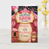 Carte Anniversaire Cirque Rose (Fleur jaune)