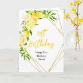 Carte Anniversaire Citrons et Feuillage (Fleur jaune)