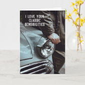 Carte Anniversaire Classique Vintage Car Driver (Fleur jaune)