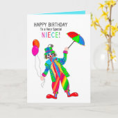 Carte Anniversaire, Clown, Nièce, Collection Kaleidoscop (Fleur jaune)