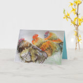 Carte Anniversaire Cocotte Roosters (Fleur jaune)
