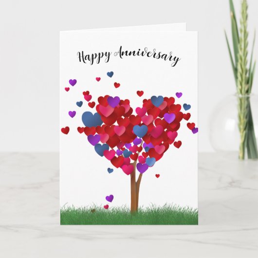 Carte Anniversaire Coeur Arbre En Herbe (Devant)