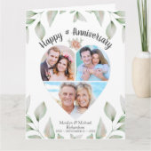 Carte Anniversaire Coeur en forme de photo Collage Vert (Devant)