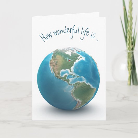 Carte Anniversaire Coeur Rouge Sur La Planète Terre (Devant)