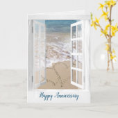 Carte Anniversaire Coeurs de plage (Fleur jaune)