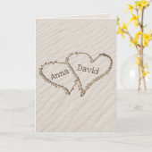 Carte Anniversaire Coeurs de plage avec des noms (Fleur jaune)