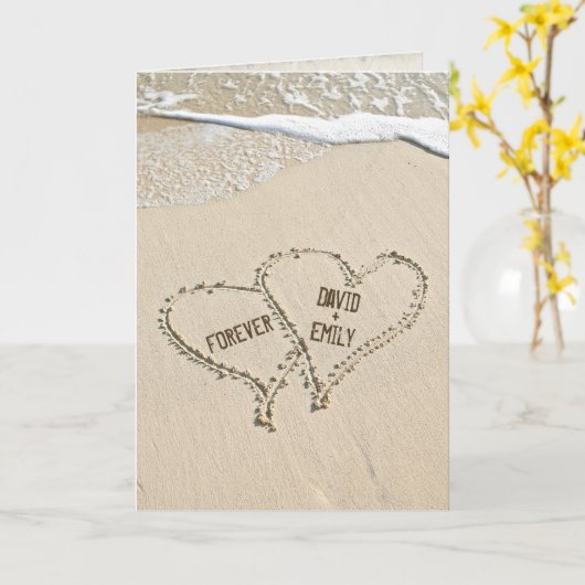 Carte Anniversaire Coeurs de plage dans le sable avec Su (Fleur jaune)