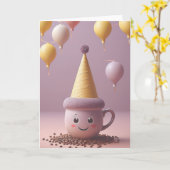 Carte Anniversaire Coffee Break (Fleur jaune)