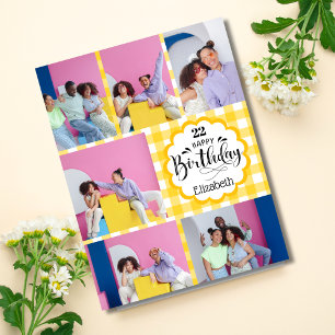 Carte Anniversaire Collage Photo 7 Jaune Féminin Tout Âg