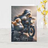 Carte Anniversaire Collie En Moto (Fleur jaune)