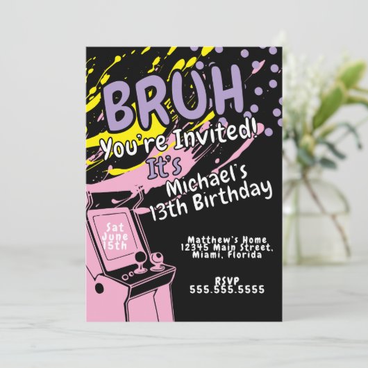 Carte Anniversaire Coloré Arcade Rose (Debout devant)