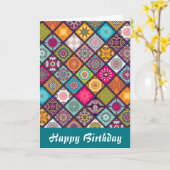 Carte Anniversaire coloré du motif Mandala (Fleur jaune)