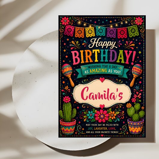 Carte Anniversaire Coloré Fiesta