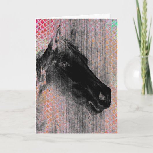 Carte Anniversaire coloré négatif du cheval (Devant)