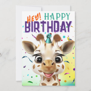 Carte Anniversaire Confettis Girafe