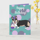 Carte Anniversaire Corgi (Fleur jaune)