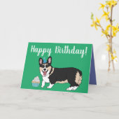 Carte Anniversaire Corgi Pup (Fleur jaune)