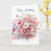 Carte Anniversaire Cosmos Rose Bouquet (Fleur jaune)