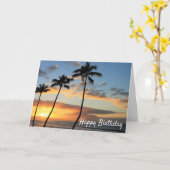 Carte Anniversaire Coucher de soleil à Hawaï avec des pa (Fleur jaune)