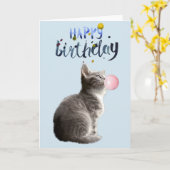 Carte Anniversaire Coupe Kitten Chat Bubble Gum (Fleur jaune)