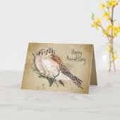 Carte Anniversaire Couple Kestrel Falcon Faune Bird (Fleur jaune)