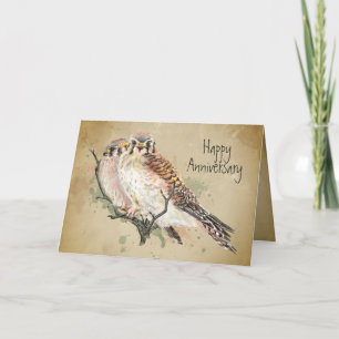 Carte Anniversaire Couple Kestrel Falcon Faune Oiseau 