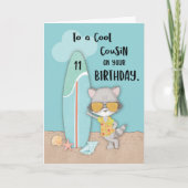 Carte Anniversaire Cousin 11 Ans Plage Drôle Cool Raton (Devant)
