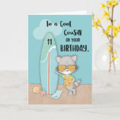 Carte Anniversaire Cousin 11 Ans Plage Drôle Cool Raton (Fleur jaune)