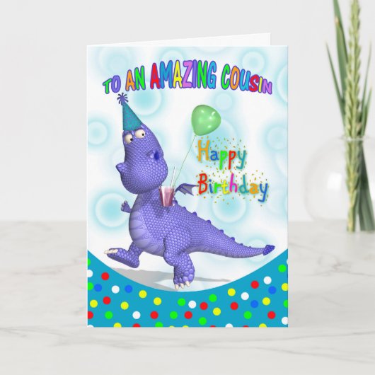 Carte Anniversaire Cousin Avec Dragon Violet Dragon Et B (Devant)