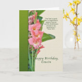 Carte Anniversaire, Cousin, Gladiolus rose (Fleur jaune)