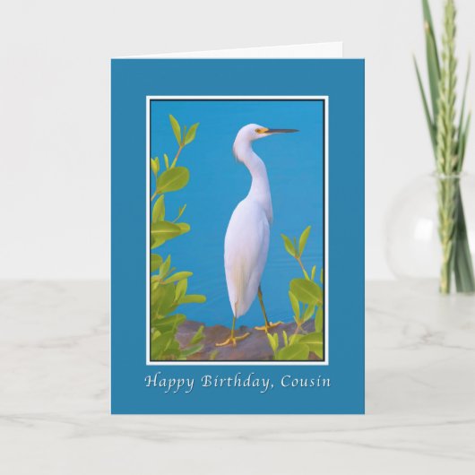 Carte Anniversaire, cousin, oiseau de héron de Milou (Devant)