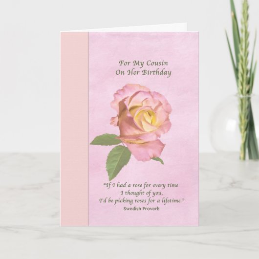 Carte Anniversaire, Cousin, Rose de la paix (Devant)