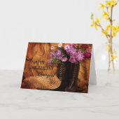 Carte Anniversaire - Cowgirl - Bottes et fleurs (Fleur jaune)