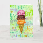Carte Anniversaire Crème de glace Cone Trois Scoops I (Devant)