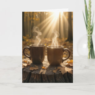 Carte Anniversaire Cuisson de café à la vapeur sur une s