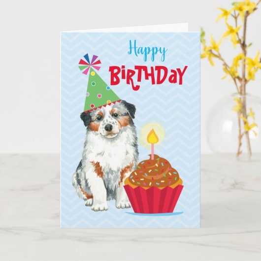 Carte Anniversaire Cupcake Aussie (Fleur jaune)