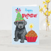 Carte Anniversaire Cupcake Bouvier des Flandres (Fleur jaune)