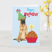 Carte Anniversaire Cupcake Malinois (Fleur jaune)