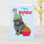 Carte Anniversaire Cupcake Schipperke (Fleur jaune)