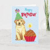 Carte Anniversaire Cupcake Yellow Lab (Devant)