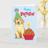 Carte Anniversaire Cupcake Yellow Lab (Fleur jaune)