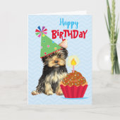 Carte Anniversaire Cupcake Yorkie (Devant)