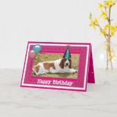 Carte Anniversaire Cute Basset (Fleur jaune)