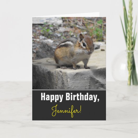 Carte Anniversaire + Cute Chipmunk Comme Critère sur un  (Devant)