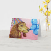 Carte Anniversaire Dachshund (Fleur jaune)