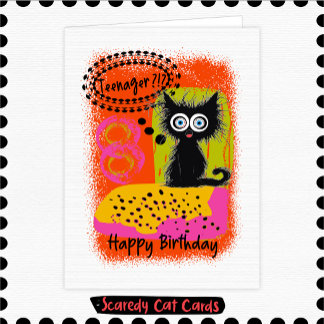 Carte Anniversaire d'ado Chat Peureux