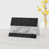 Carte Anniversaire d'affaires Elegant Black Damask (Fleur jaune)