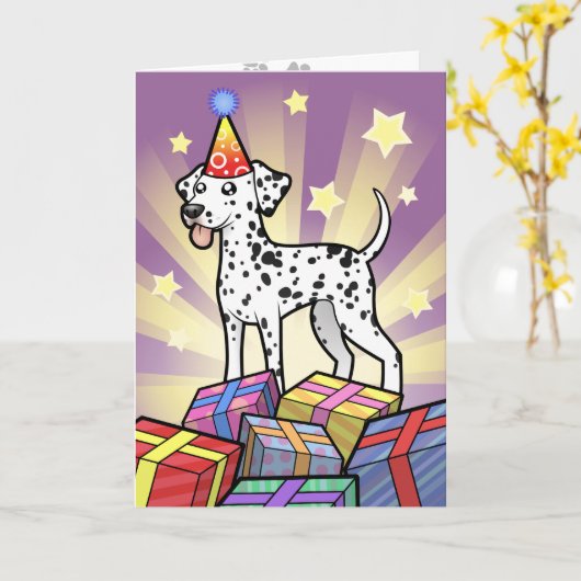 Carte Anniversaire Dalmatien (Fleur jaune)